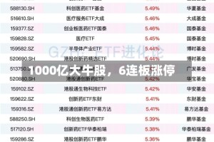 1000亿大牛股，6连板涨停