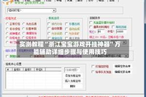 实测教程“浙江宝宝游戏开挂神器”万能辅助详细步骤与使用技巧