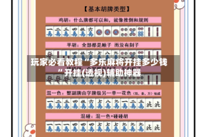 玩家必看教程“多乐麻将开挂多少钱”开挂(透视)辅助神器