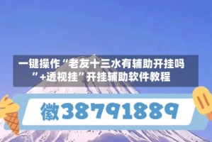 一键操作“老友十三水有辅助开挂吗”+透视挂”开挂辅助软件教程