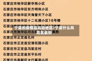 宁夏的疫情高风险地区/宁夏什么风险区最新