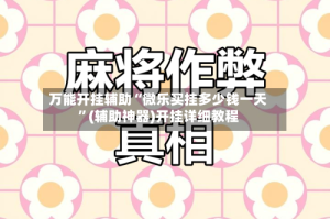 万能开挂辅助“微乐买挂多少钱一天”(辅助神器)开挂详细教程