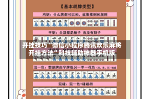 开挂技巧“微信小程序腾讯欢乐麻将开挂方法”科技辅助神器手机版