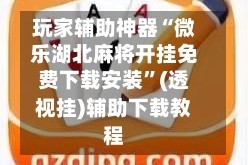 玩家辅助神器“微乐湖北麻将开挂免费下载安装”(透视挂)辅助下载教程