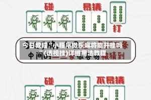 今日教程“小程序微乐麻将能开挂吗”(透视挂)详细用法教程