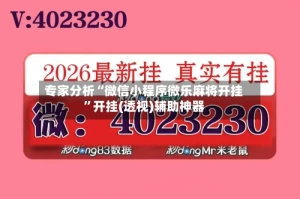 专家分析“微信小程序微乐麻将开挂”开挂(透视)辅助神器