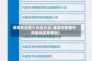 湘潭市疫情中风险地区(湘潭市疫情中风险地区有哪些)