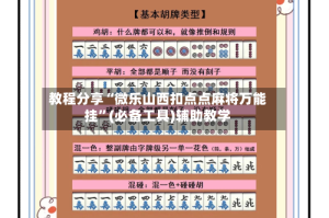 教程分享“微乐山西扣点点麻将万能挂”(必备工具)辅助教学