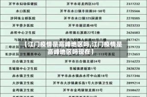 【江门疫情是高峰地区吗,江门疫情是高峰地区吗现在】