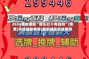 2026首发辅助“微乐红十有挂吗”(免费)开挂辅助教学(最新辅助开挂教程)
