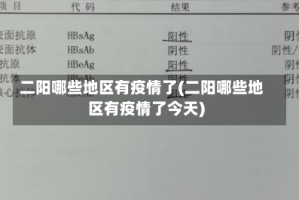 二阳哪些地区有疫情了(二阳哪些地区有疫情了今天)