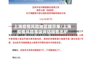 上海疫情风险地区提示单/上海疫情风险等级评估报告出炉