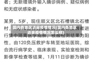 国内各地区近来疫情情况(国内各地区近来疫情情况怎么样)