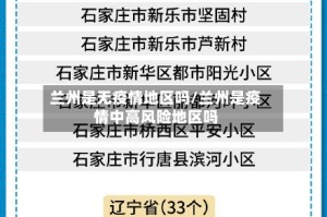 兰州是无疫情地区吗/兰州是疫情中高风险地区吗