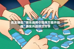 真实辅助“微乐麻将小程序万能开挂器”真实开挂技巧分享