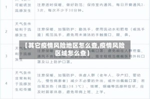 【其它疫情风险地区怎么查,疫情风险区域怎么查】
