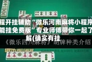 教程开挂辅助“微乐河南麻将小程序万能挂免费版”专业师傅带你一起了解(确实有挂