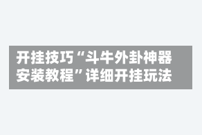 开挂技巧“斗牛外卦神器安装教程”详细开挂玩法