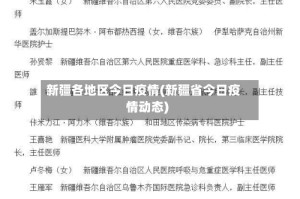 新疆各地区今日疫情(新疆省今日疫情动态)