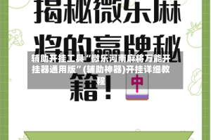 辅助开挂工具“微乐河南麻将万能开挂器通用版”(辅助神器)开挂详细教程
