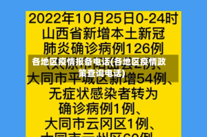 各地区疫情报备电话(各地区疫情政策查询电话)