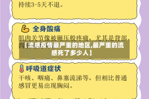 【流感疫情最严重的地区,最严重的流感死了多少人】