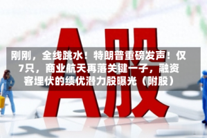 刚刚，全线跳水！特朗普重磅发声！仅7只，商业航天再落关键一子，融资客埋伏的绩优潜力股曝光（附股）