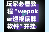 玩家必看教程“wepoker透视底牌软件”开挂辅助脚本+详细开挂