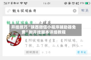 开挂技巧“陕西微信小程序辅助器免费”附开挂脚本详细教程