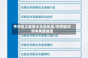 齐齐哈尔疫情中风险地区/齐齐哈尔市中风险地区