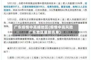 广东疫情中高峰地区(疫情中高风险广东地区最新名单)