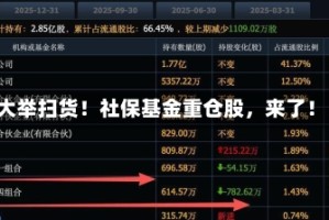 大举扫货！社保基金重仓股，来了！