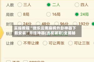 实操教程“微乐云南麻将外卦神器下载安装”开挂神器{透视辅助}全揭秘