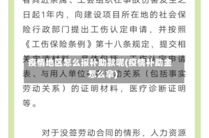 疫情地区怎么报补助款呢(疫情补助金怎么拿)