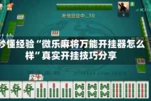 秒懂经验“微乐麻将万能开挂器怎么样”真实开挂技巧分享