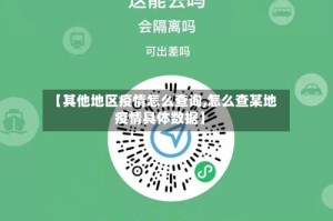 【其他地区疫情怎么查询,怎么查某地疫情具体数据】