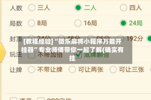 [教程经验]“微乐麻将小程序万能开挂器”专业师傅带你一起了解(确实有挂