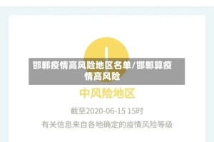 邯郸疫情高风险地区名单/邯郸算疫情高风险