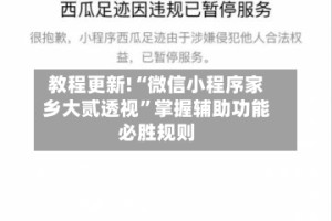 教程更新!“微信小程序家乡大贰透视”掌握辅助功能必胜规则
