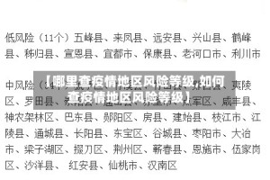 【哪里查疫情地区风险等级,如何查疫情地区风险等级】