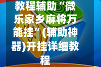 教程辅助“微乐家乡麻将万能挂”(辅助神器)开挂详细教程