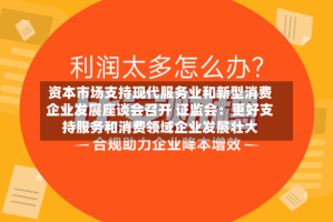 资本市场支持现代服务业和新型消费企业发展座谈会召开 证监会：更好支持服务和消费领域企业发展壮大