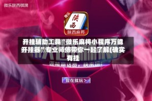 开挂辅助工具“微乐麻将小程序万能开挂器”专业师傅带你一起了解(确实有挂
