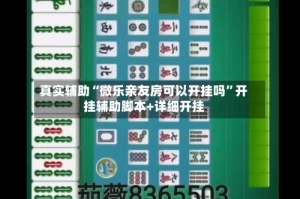 真实辅助“微乐亲友房可以开挂吗”开挂辅助脚本+详细开挂