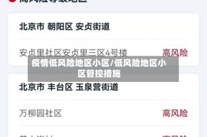 疫情低风险地区小区/低风险地区小区管控措施