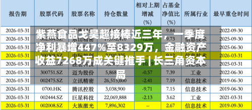 紫燕食品戈吴超接棒近三年	，一季度净利暴增447%至8329万，金融资产收益7268万成关键推手 | 长三角资本局-第1张图片