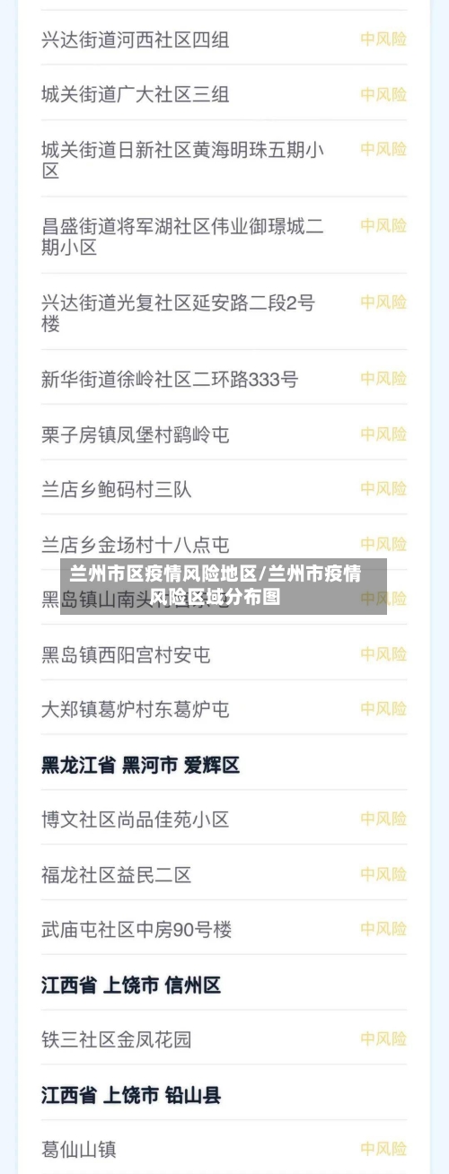 兰州市区疫情风险地区/兰州市疫情风险区域分布图-第1张图片