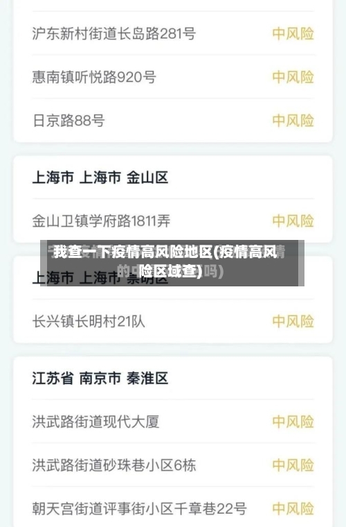 我查一下疫情高风险地区(疫情高风险区域查)-第1张图片