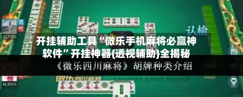 开挂辅助工具“微乐手机麻将必赢神软件	”开挂神器{透视辅助}全揭秘-第1张图片