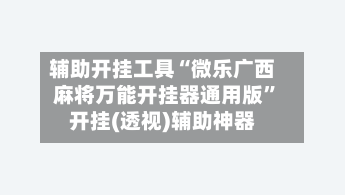 辅助开挂工具“微乐广西麻将万能开挂器通用版”开挂(透视)辅助神器-第1张图片